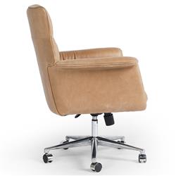 Arslan Industrial Loft Beige Upholstered Leather Swivel Executive Office Chair|