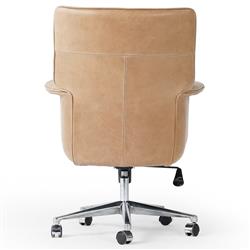 Arslan Industrial Loft Beige Upholstered Leather Swivel Executive Office Chair|