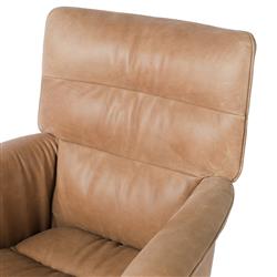 Arslan Industrial Loft Beige Upholstered Leather Swivel Executive Office Chair|