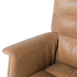 Arslan Industrial Loft Beige Upholstered Leather Swivel Executive Office Chair|