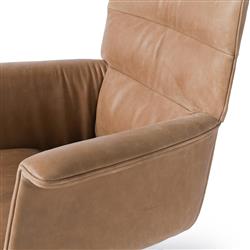 Arslan Industrial Loft Beige Upholstered Leather Swivel Executive Office Chair|