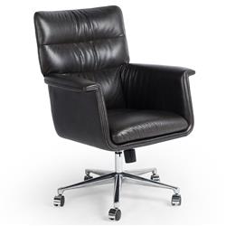 Arslan Industrial Loft Black Upholstered Leather Swivel Executive Office Chair|