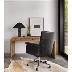 Arslan Industrial Loft Black Upholstered Leather Swivel Executive Office Chair|