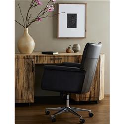 Arslan Industrial Loft Black Upholstered Leather Swivel Executive Office Chair|