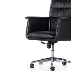 Arslan Industrial Loft Black Upholstered Leather Swivel Executive Office Chair|