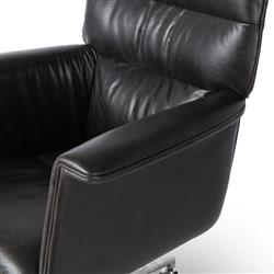 Arslan Industrial Loft Black Upholstered Leather Swivel Executive Office Chair|