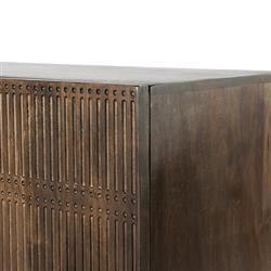 Madison Mid Century Brown Mango Wood Black Iron 3 Door Media Cabinet - 79"W|