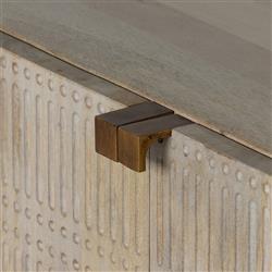 Madison Mid Century Washed Grey Mango Wood Black Iron 4 Door Sideboard|