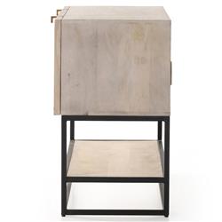 Madison Mid Century Washed Grey Mango Wood Black Iron 4 Door Media Cabinet - 56"W|