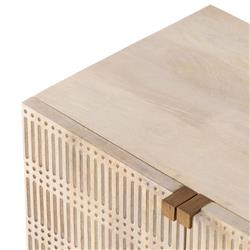 Madison Mid Century Washed Grey Mango Wood Black Iron 4 Door Media Cabinet - 56"W|