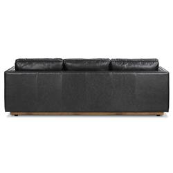Celeste Rustic Lodge Black Upholstered Leather Brown Wood Tufted Seat Sofa - 90"W|