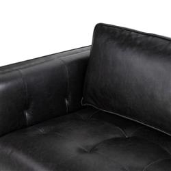 Celeste Rustic Lodge Black Upholstered Leather Brown Wood Tufted Seat Sofa - 90"W|