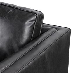 Celeste Rustic Lodge Black Upholstered Leather Brown Wood Tufted Seat Sofa - 90"W|