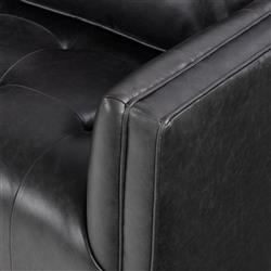 Celeste Rustic Lodge Black Upholstered Leather Brown Wood Tufted Seat Sofa - 90"W|