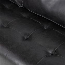 Celeste Rustic Lodge Black Upholstered Leather Brown Wood Tufted Seat Sofa - 90"W|