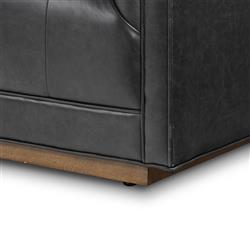 Celeste Rustic Lodge Black Upholstered Leather Brown Wood Tufted Seat Sofa - 90"W|