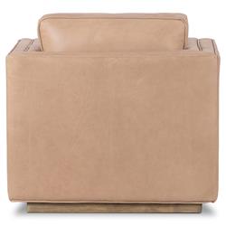 Celeste Rustic Lodge Beige Upholstered Brown Wood Tufted Seat Swivel Arm Chair|