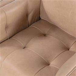 Celeste Rustic Lodge Beige Upholstered Brown Wood Tufted Seat Swivel Arm Chair|