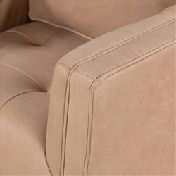 Celeste Rustic Lodge Beige Upholstered Brown Wood Tufted Seat Swivel Arm Chair|