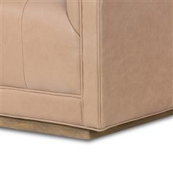 Celeste Rustic Lodge Beige Upholstered Brown Wood Tufted Seat Swivel Arm Chair|