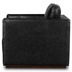 Celeste Rustic Lodge Black Upholstered Brown Wood Tufted Seat Swivel Arm Chair|