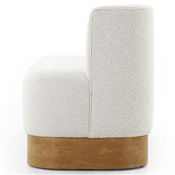 Krish French Country Off White Performance Boucle Brown Wood Dining Bench|