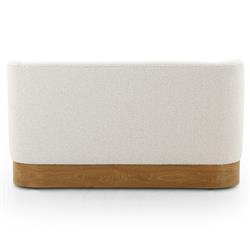 Krish French Country Off White Performance Boucle Brown Wood Dining Bench|