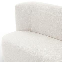 Krish French Country Off White Performance Boucle Brown Wood Dining Bench|