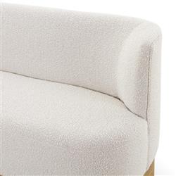 Krish French Country Off White Performance Boucle Brown Wood Dining Bench|