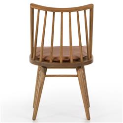 Lara Rustic Lodge Brown Leather Oak Windsor Dining Side Chair|