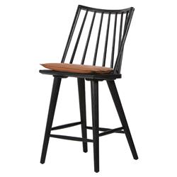 Lara Rustic Lodge Brown Leather Black Oak Windsor Counter Stool|