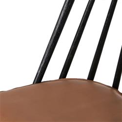 Lara Rustic Lodge Brown Leather Black Oak Windsor Counter Stool|