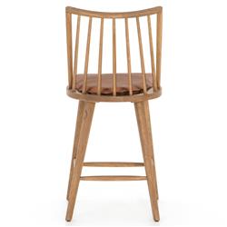Lara Rustic Lodge Brown Leather Brown Oak Windsor Counter Stool|