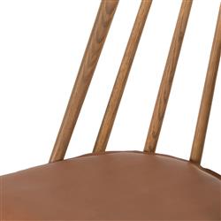Lara Rustic Lodge Brown Leather Brown Oak Windsor Counter Stool|