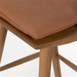 Lara Rustic Lodge Brown Leather Brown Oak Windsor Counter Stool|