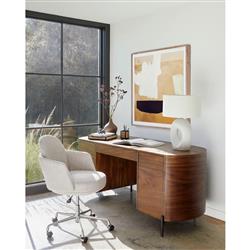 Khalil Rustic Lodge Brown Wood Black Iron Demilune Executive Desk|