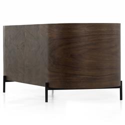 Khalil Rustic Lodge Brown Wood Black Iron Demilune Executive Desk|