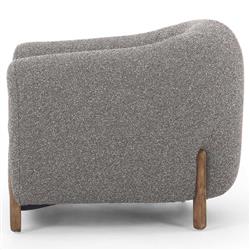 Riley Mid Century Modern Grey Performance Brown Wood Barrel Chair|