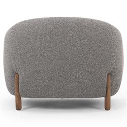 Riley Mid Century Modern Grey Performance Brown Wood Barrel Chair|