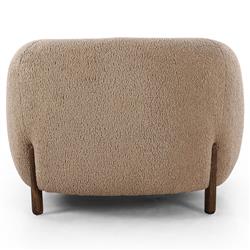 Riley Mid Century Modern Light Brown Upholstered Wood Barrel Chair|