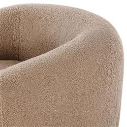 Riley Mid Century Modern Light Brown Upholstered Wood Barrel Chair|