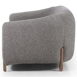 Riley Mid Century Modern Grey Performance Upholstered Natural Wood Sofa - 86.5"W|