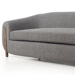 Riley Mid Century Modern Grey Performance Upholstered Natural Wood Sofa - 86.5"W|