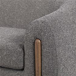 Riley Mid Century Modern Grey Performance Upholstered Natural Wood Sofa - 86.5"W|