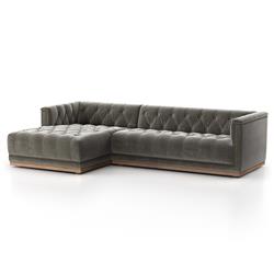 Emmy Rustic Grey Upholstered Velvet Sectional - Left Arm Facing - 109"W x 62"D|