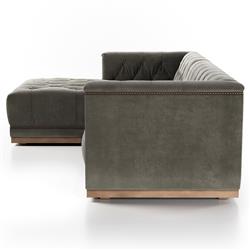 Emmy Rustic Grey Upholstered Velvet Sectional - Left Arm Facing - 109"W x 62"D|