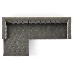 Emmy Rustic Grey Upholstered Velvet Sectional - Left Arm Facing - 109"W x 62"D|