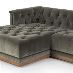 Emmy Rustic Grey Upholstered Velvet Sectional - Left Arm Facing - 109"W x 62"D|