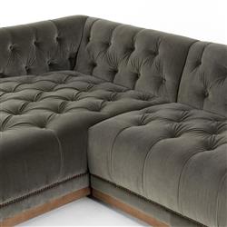 Emmy Rustic Grey Upholstered Velvet Sectional - Left Arm Facing - 109"W x 62"D|