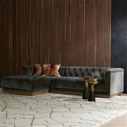 Emmy Rustic Grey Upholstered Velvet Sectional - Left Arm Facing - 109"W x 62"D|